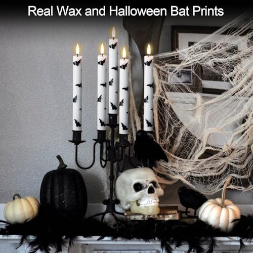Halloween Flameless Taper Candles 4 Pack LED Battery Operated with Remote Timer