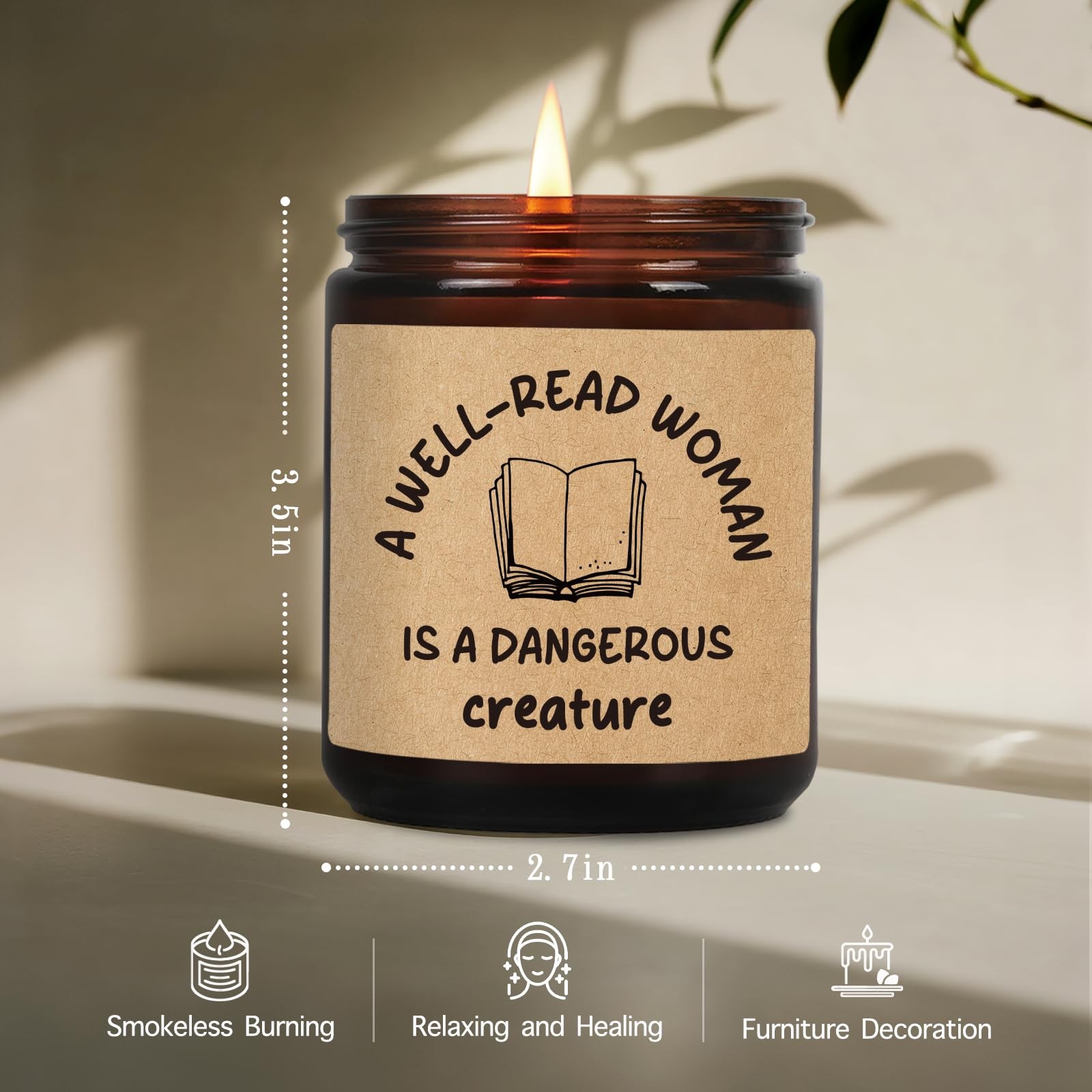 Scented Candle Gifts Book Lover Women Well Read Woman Dangerous Creature Art