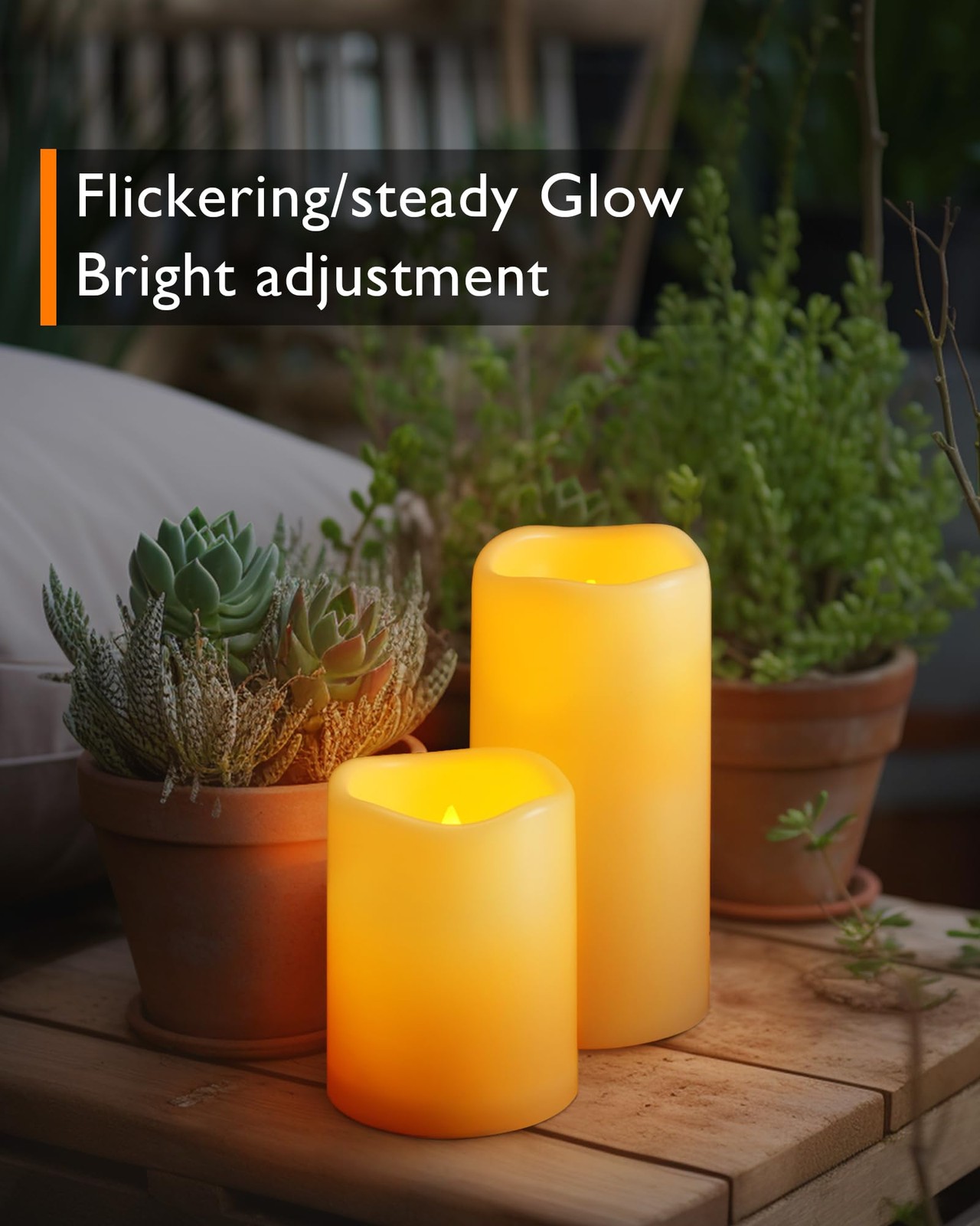 Outdoor Waterproof Flameless Led Candles With Remote Timer, 3 Pack D3″Xh4″5″6…
