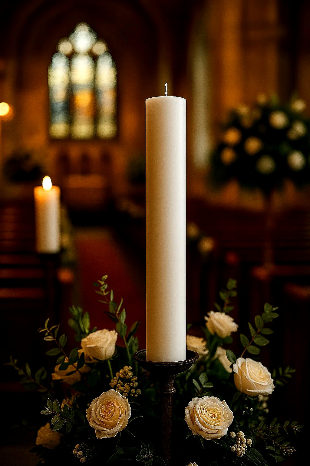 White Candle 28 inch Tall Unscented Handmade Pillar – 3 Width Options – Wedding