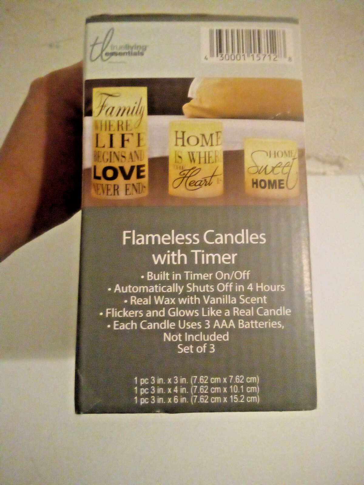 New True Living Essentials Flameless Candles Set Of 3