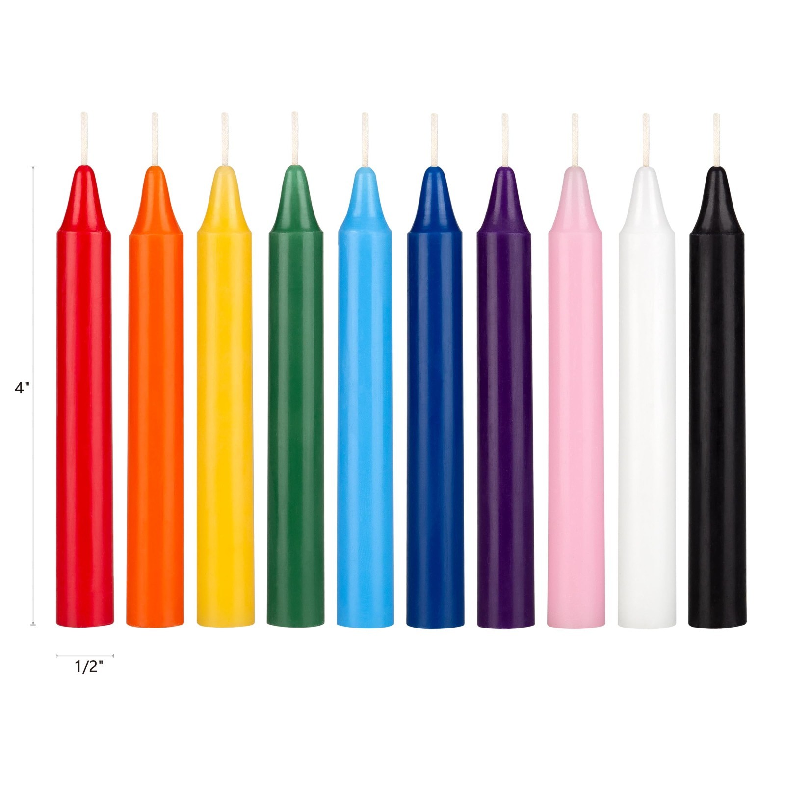 40 Mini Taper Candles 4″ x 1/2″ Unscented | Assorted Colors for Rituals, Spells,