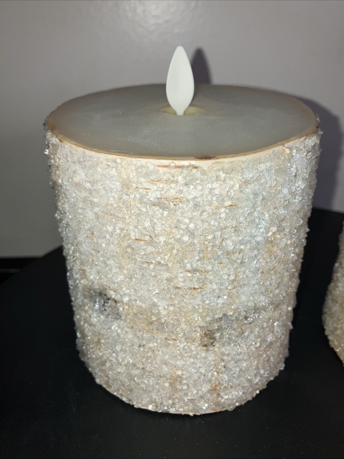 Pair Of Pottery Barn by L&L Sugared Frosted Birch Flameless Candles