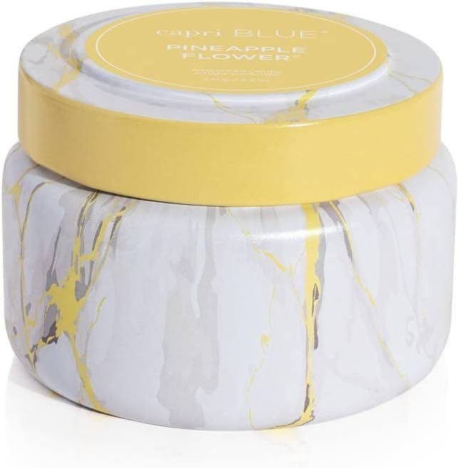 Capri Blue Modern Marble Tin Jar Candles -Luxury Candle Pineapple Flower 8.5 oz
