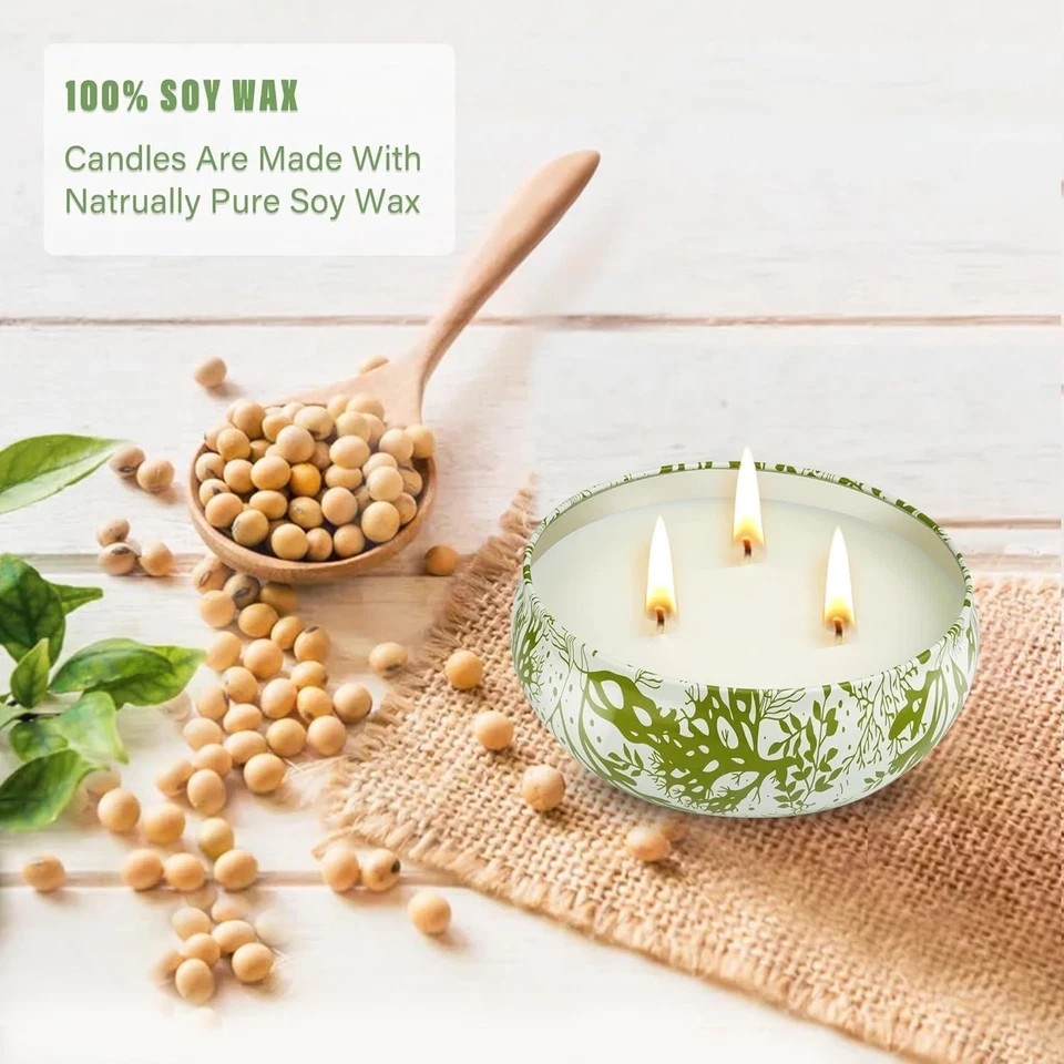 3 X 12Oz Citronella Candle Outdoor 3 Wick Soy Wax Citronella Candle Set Jar Cand