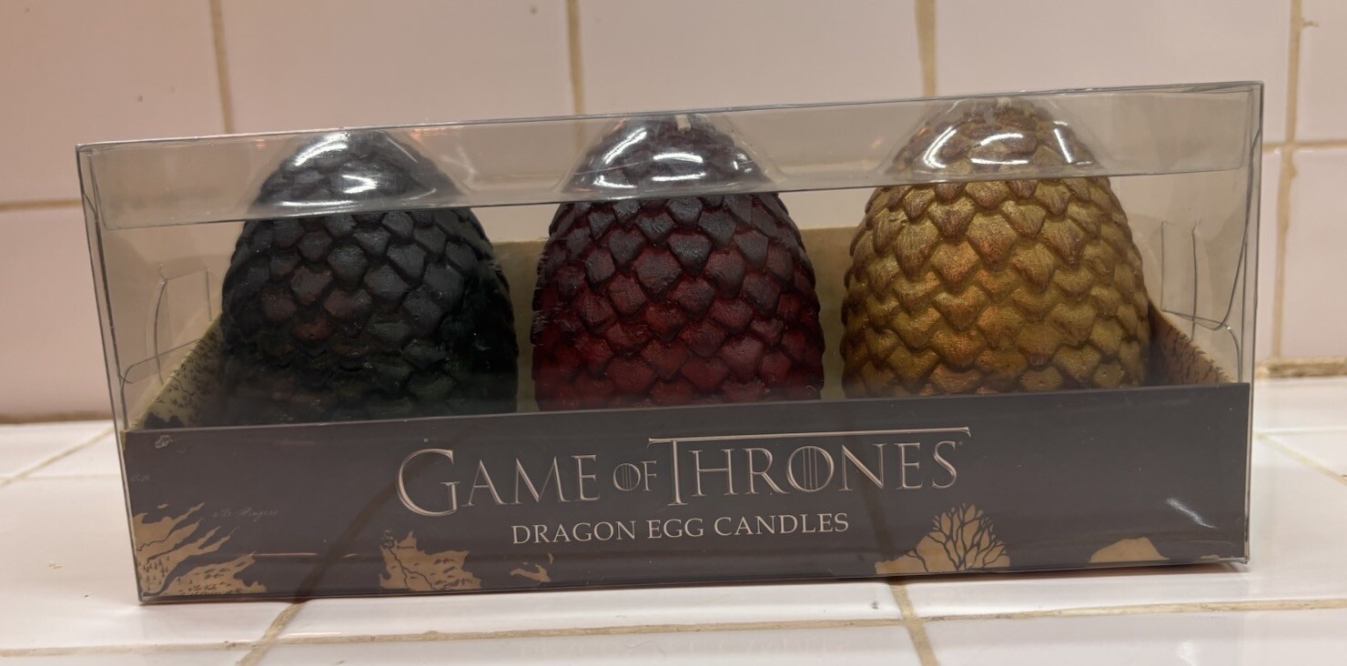 New Game of Thrones Sculpted Dragon Egg Shape Candles Set of 3