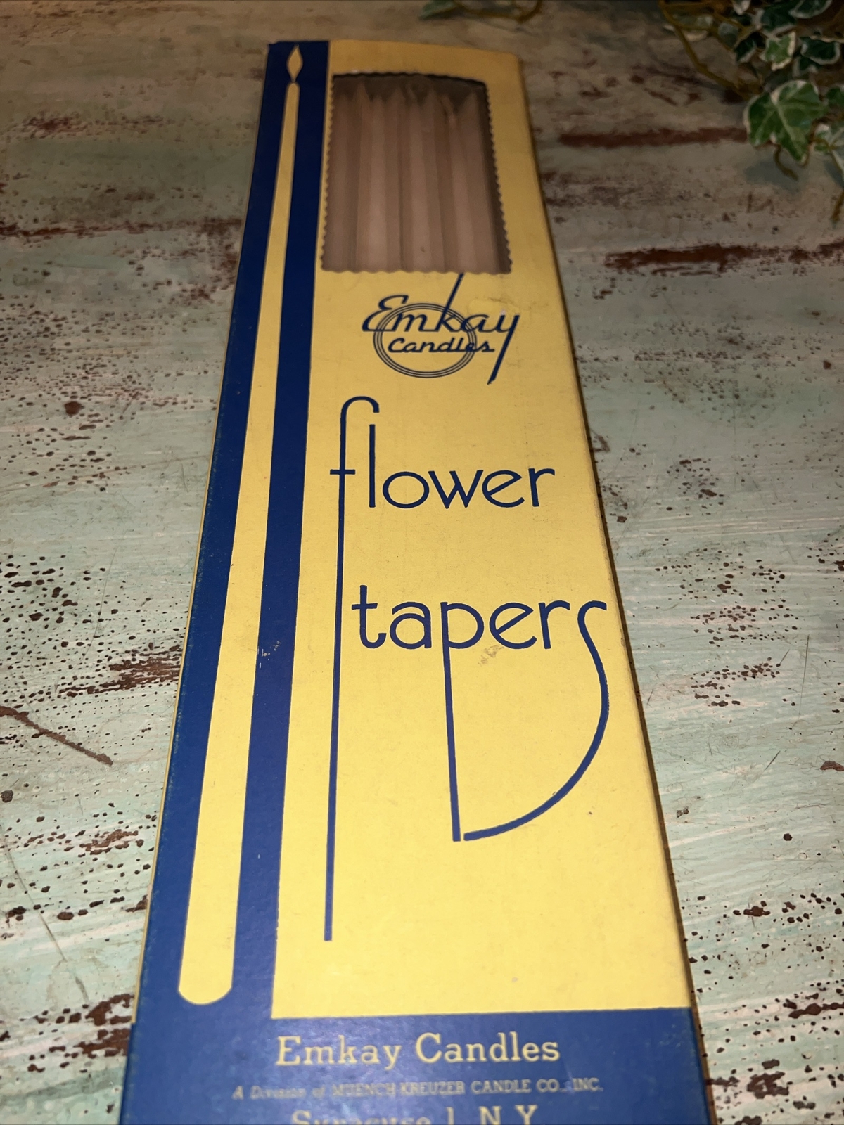 Lot of 10 Ivory Cream Dipped 16” Taper Candles Emkay Flower Tapers