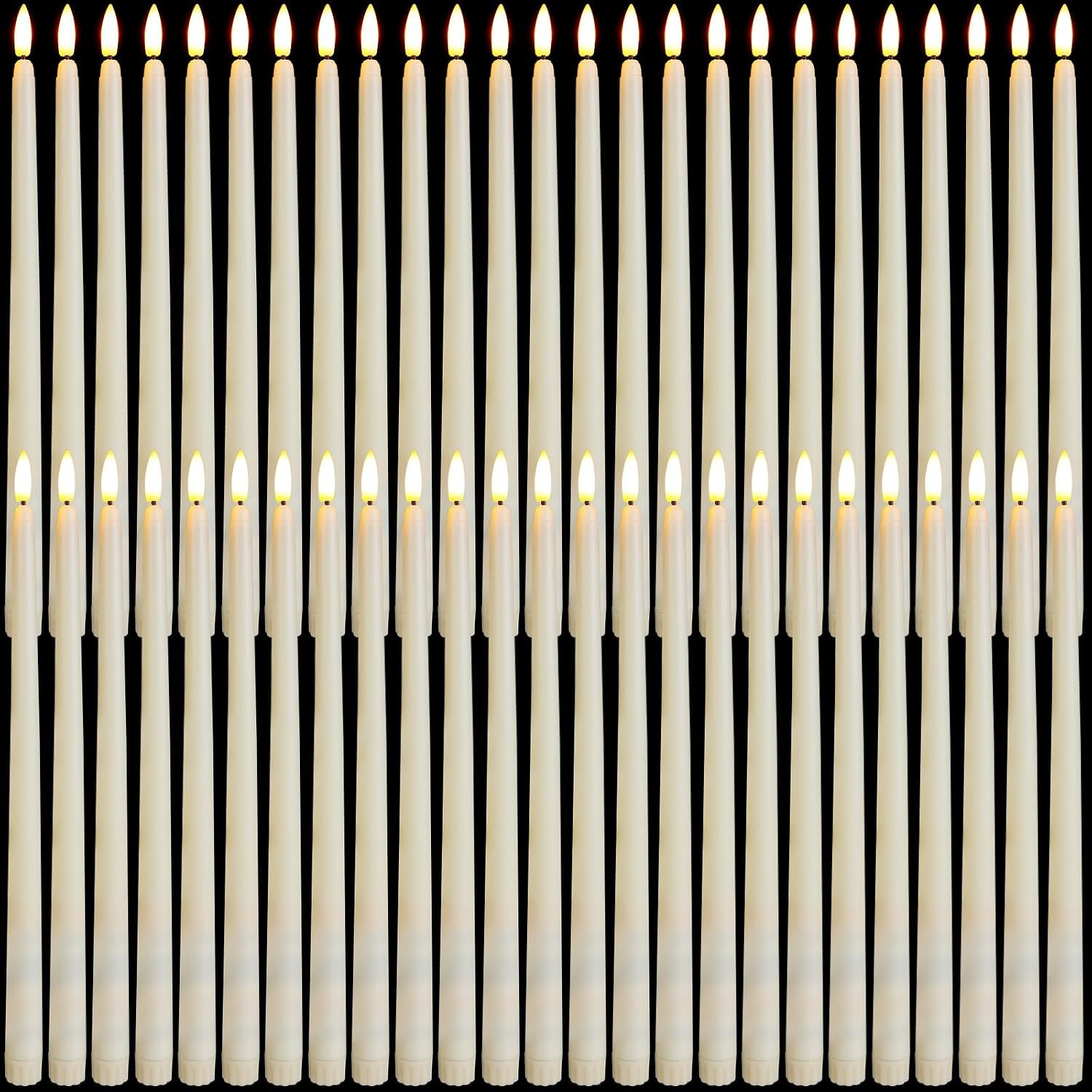 50 Pcs Flameless Taper Candles Battery Operated Bulk 12.4 Ivory LED