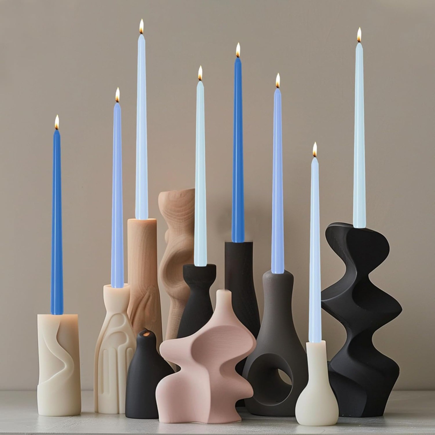 12pcs Taper Candles Scented Gradient Color,Handmade from Vegan Soy Wax