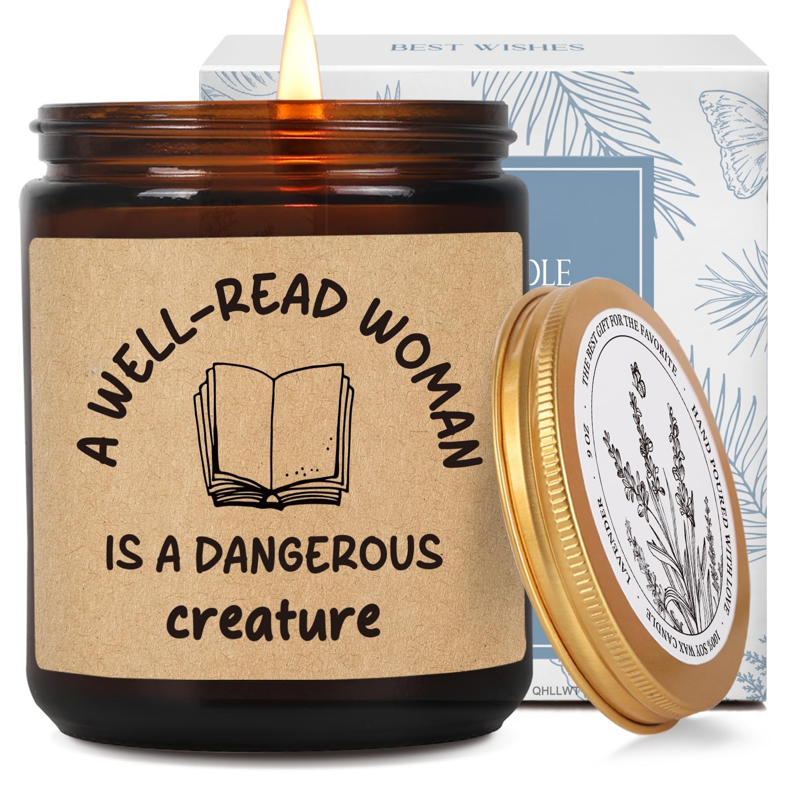 Scented Candle Gifts Book Lover Women Well Read Woman Dangerous Creature Art