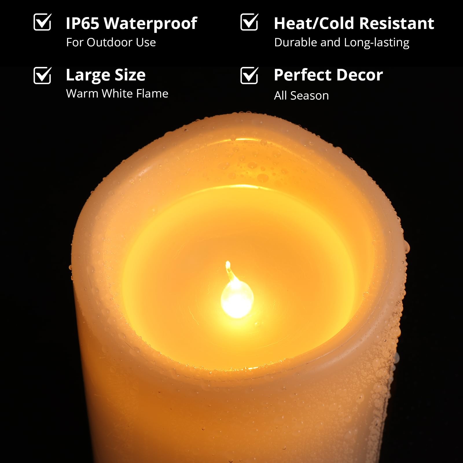 Large Outdoor Flameless Candles 12″ x 5″ – Waterproof Pillar Flickering Candl…