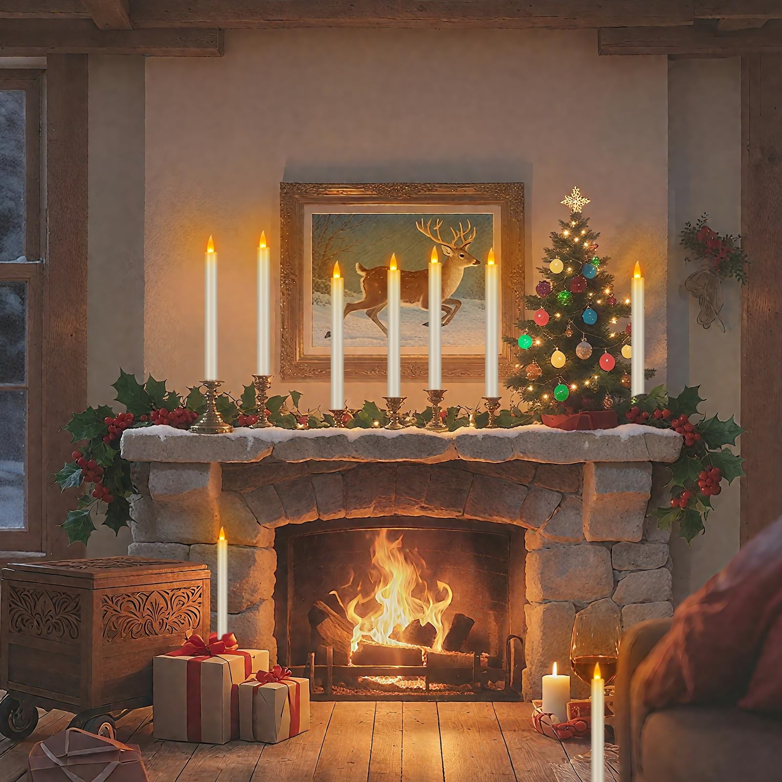 Flameless Taper Candles 10″ Dripless Battery Operated Candle with Remote Time…