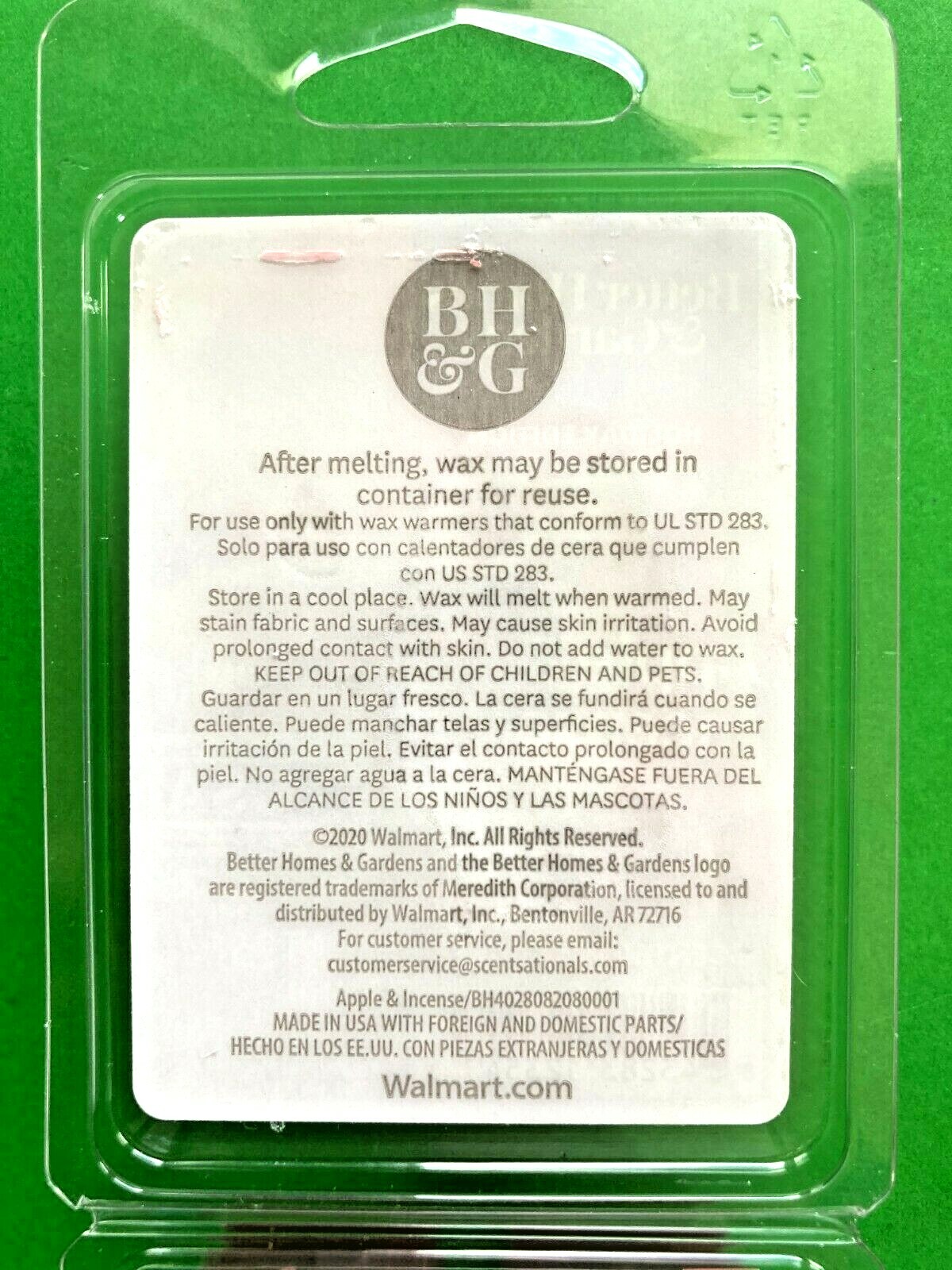Better Homes and Gardens 3 PACKS Scented Wax Cube Apple and Incense 6 Count