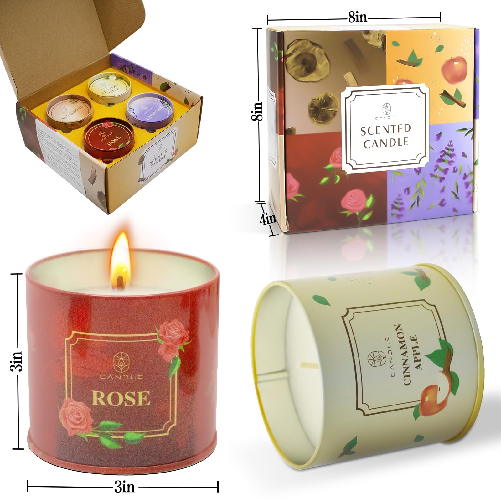 Mothers Day Gifts, Scented Candles, 4 Pack Long Lasting Soy Wax Candles Gift …