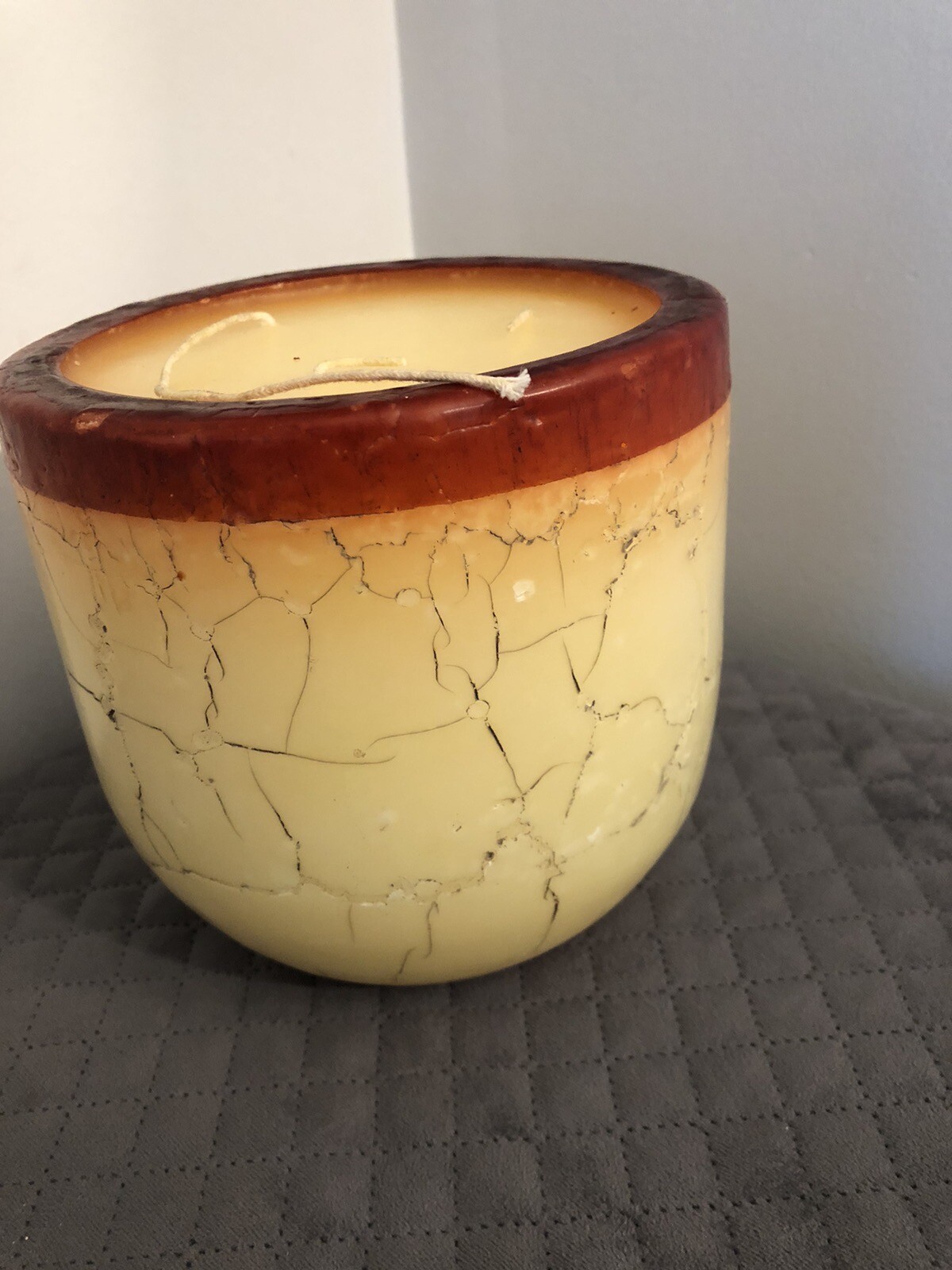 Goblet Marble Candle 3 Wick 6” X 6” 5 Pounds A Not Burned Thailand B2