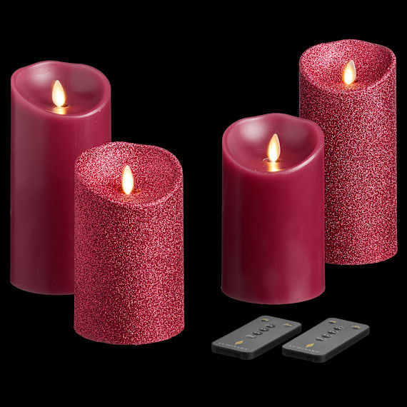 Luminara 4-Piece Flameless Smooth & Glitter Candles