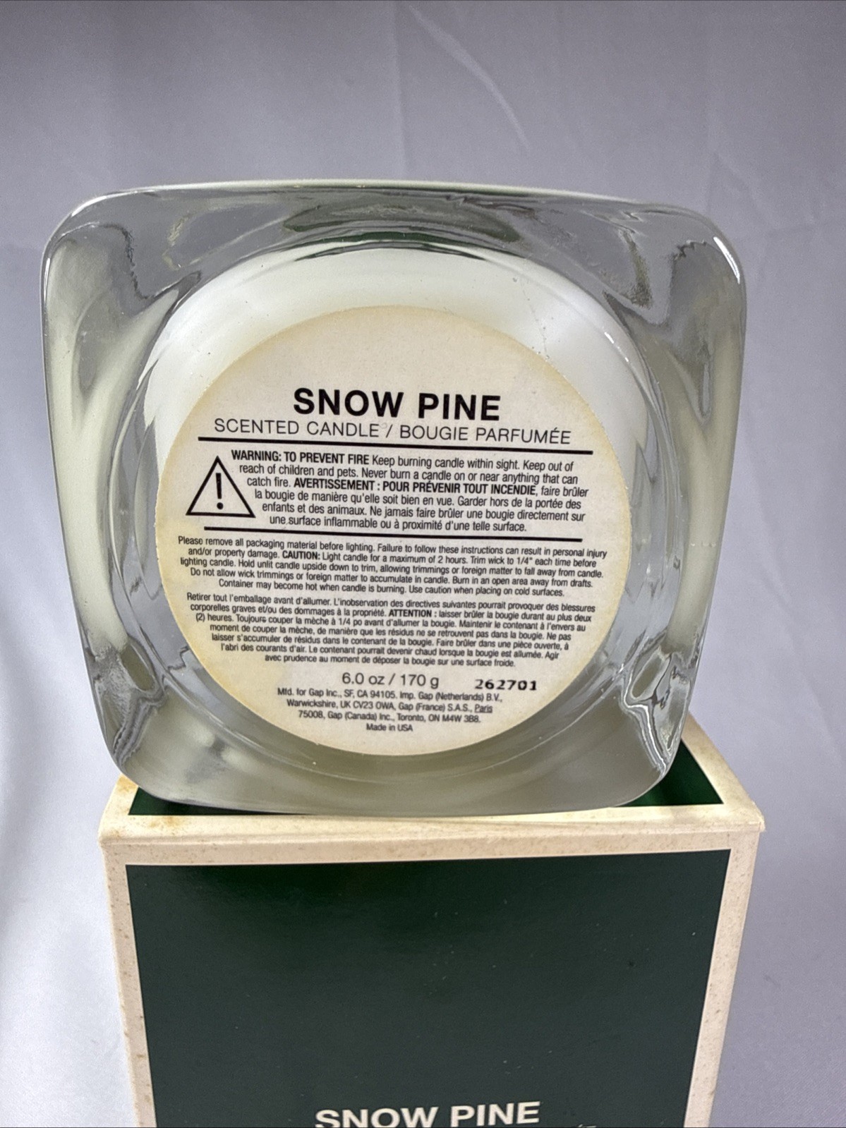 Gap Snow Pine Soy Candle 6oz Holiday Scented Bougie Parfumee Vintage Rare NEW