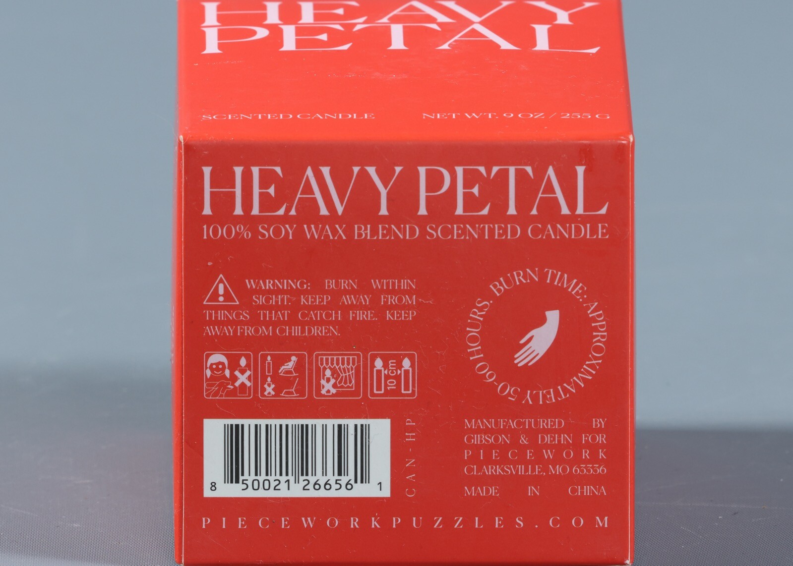 PIECEWORK HEAVY PETAL 100% Soy Wax Blend Scented Candle 9 oz.