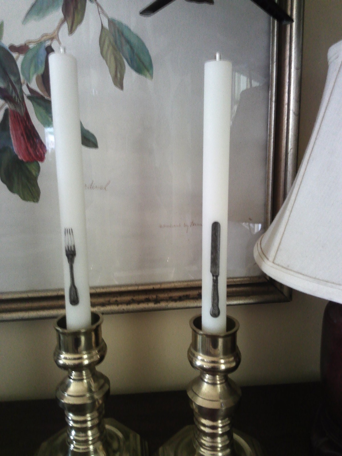 2 Lucid Candles Refillable 11” tapers Elegant Fork Knife Design NIB please read