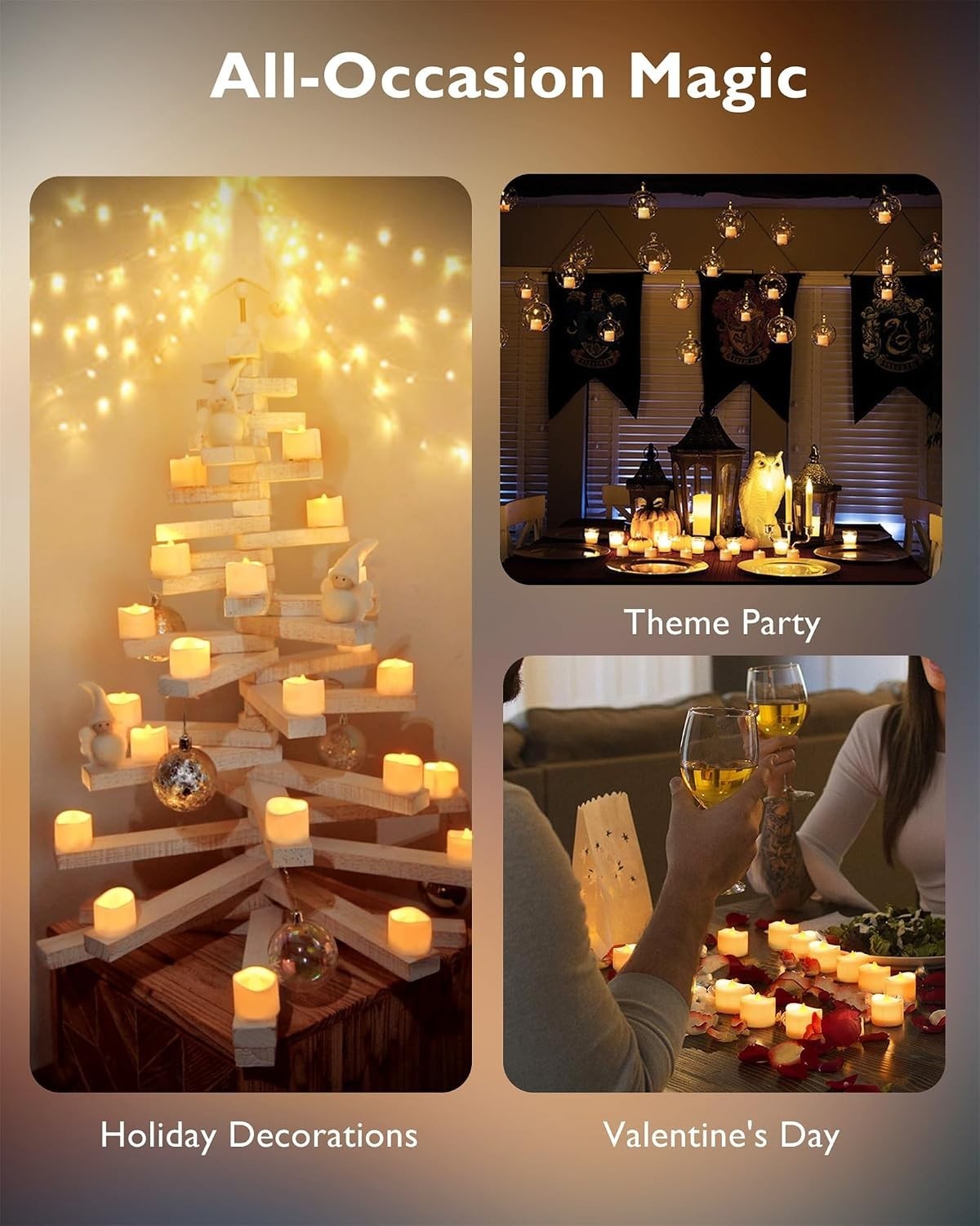Flameless Flickering LED Tea Lights – Safe Decorative Candles for Indoor/Outdoor