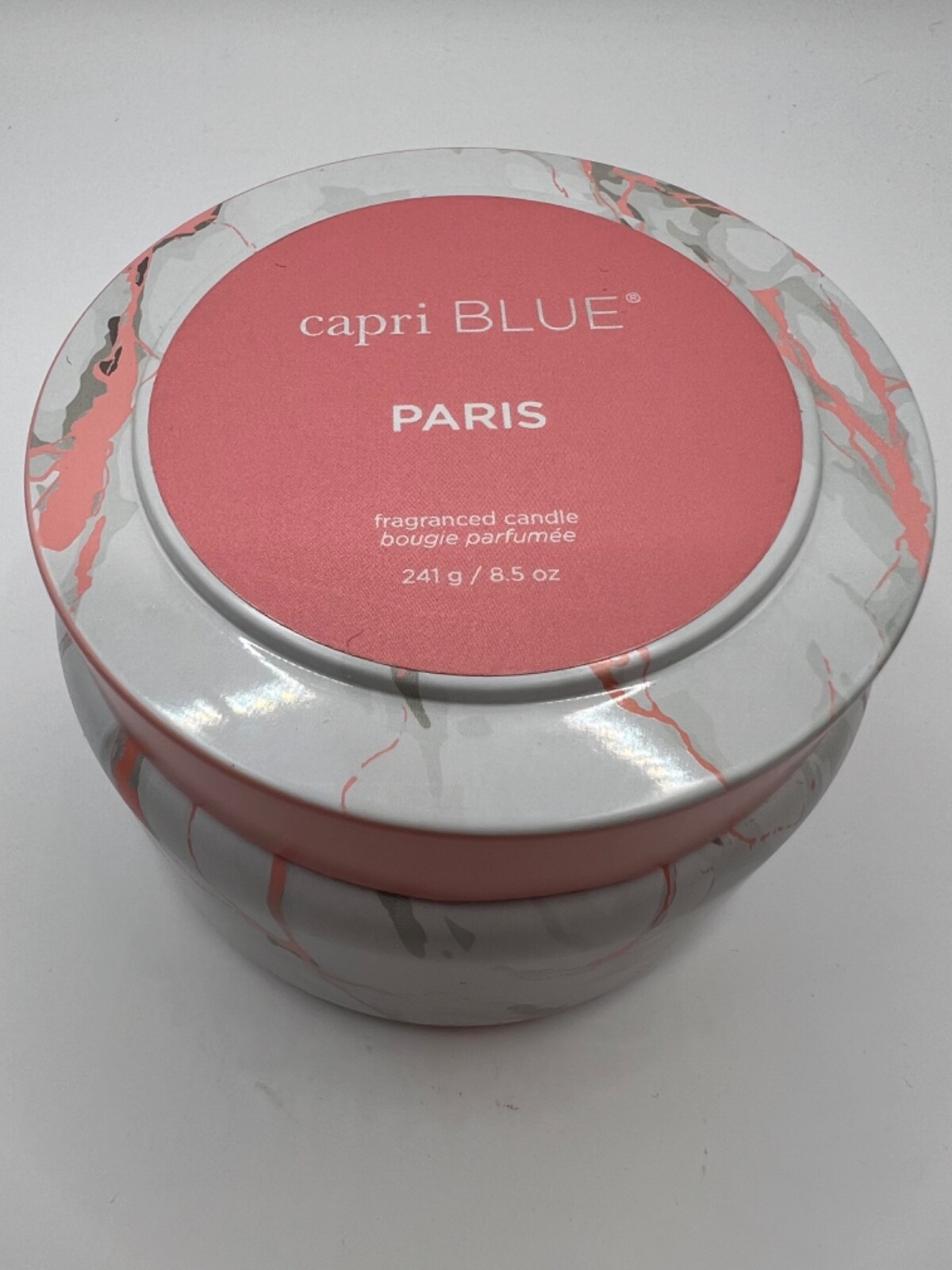 CAPRI BLUE Candle Modern Marble PARIS Scent Tin Container 8.5 oz Single Wick New