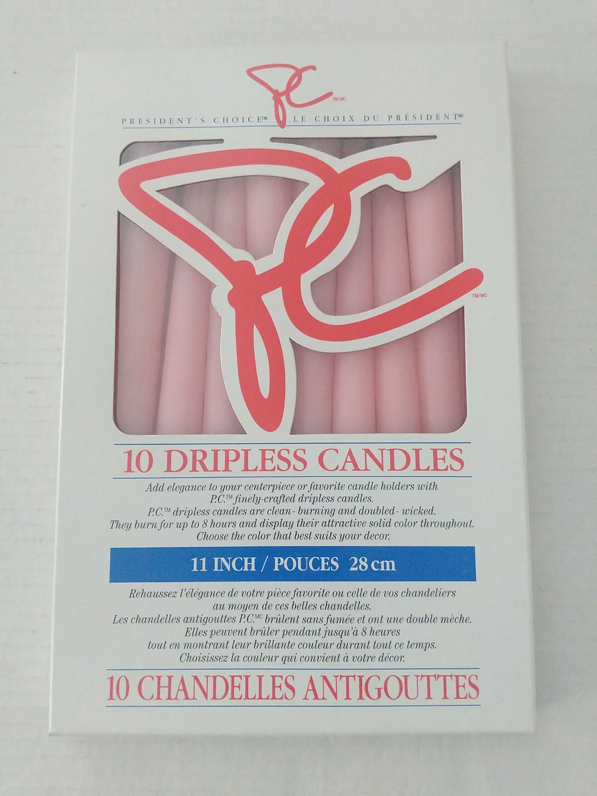 Box Of 10 Pink Dripless Candles President’s Choice, New 11 In, Toronto, Canada