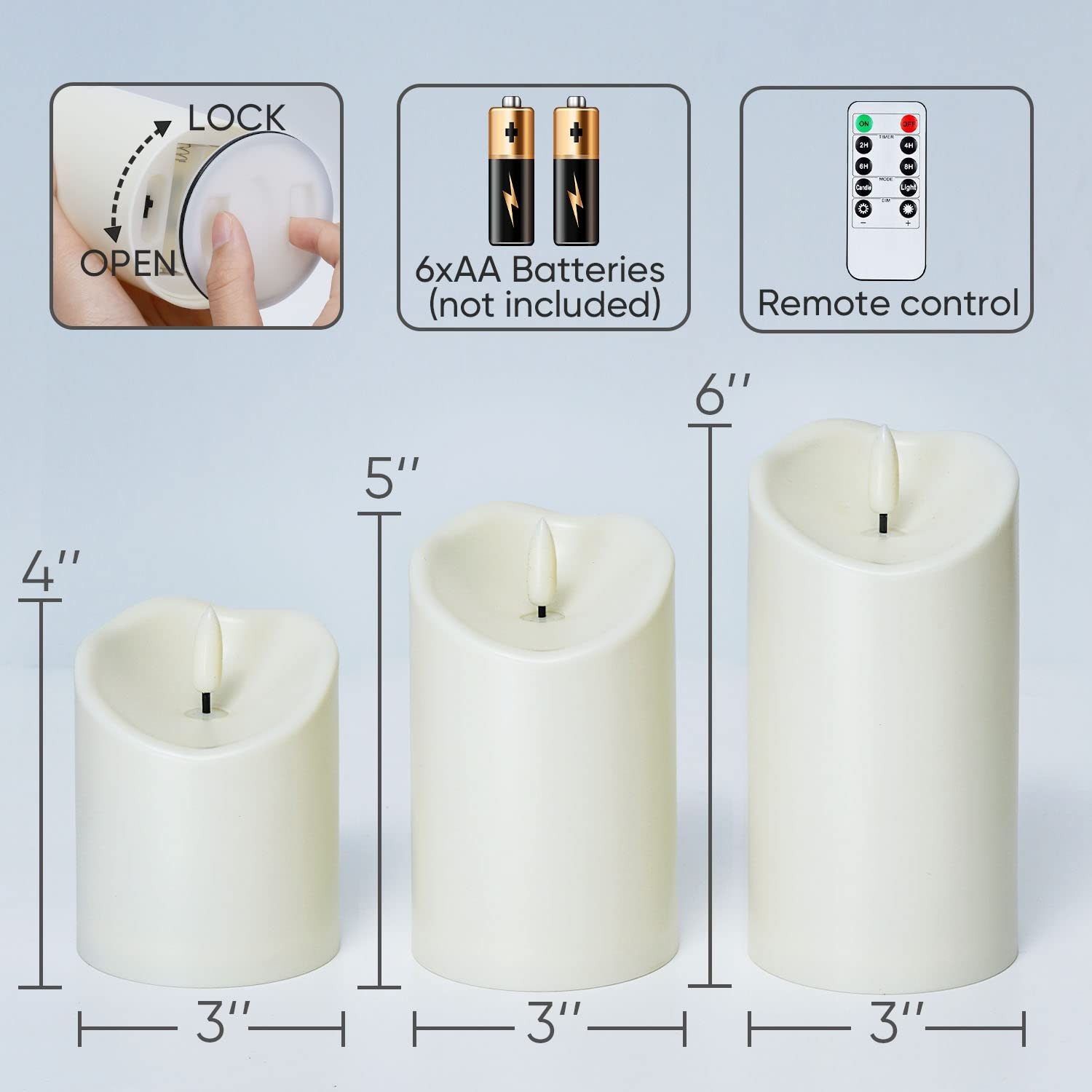Outdoor Waterproof Flameless Candles, Led Candle With Remote, 3Pcs Battery Op…