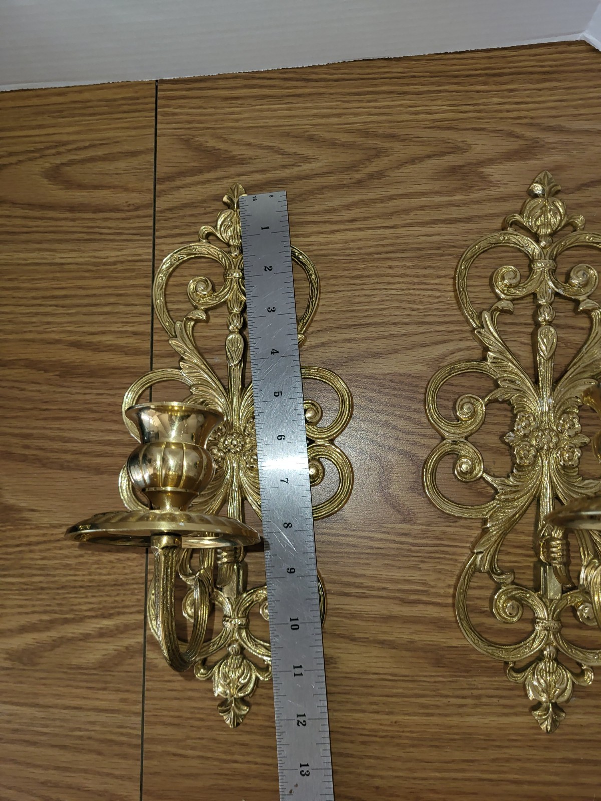 2 Gold Heavy Candle Sconces 12 Inch India