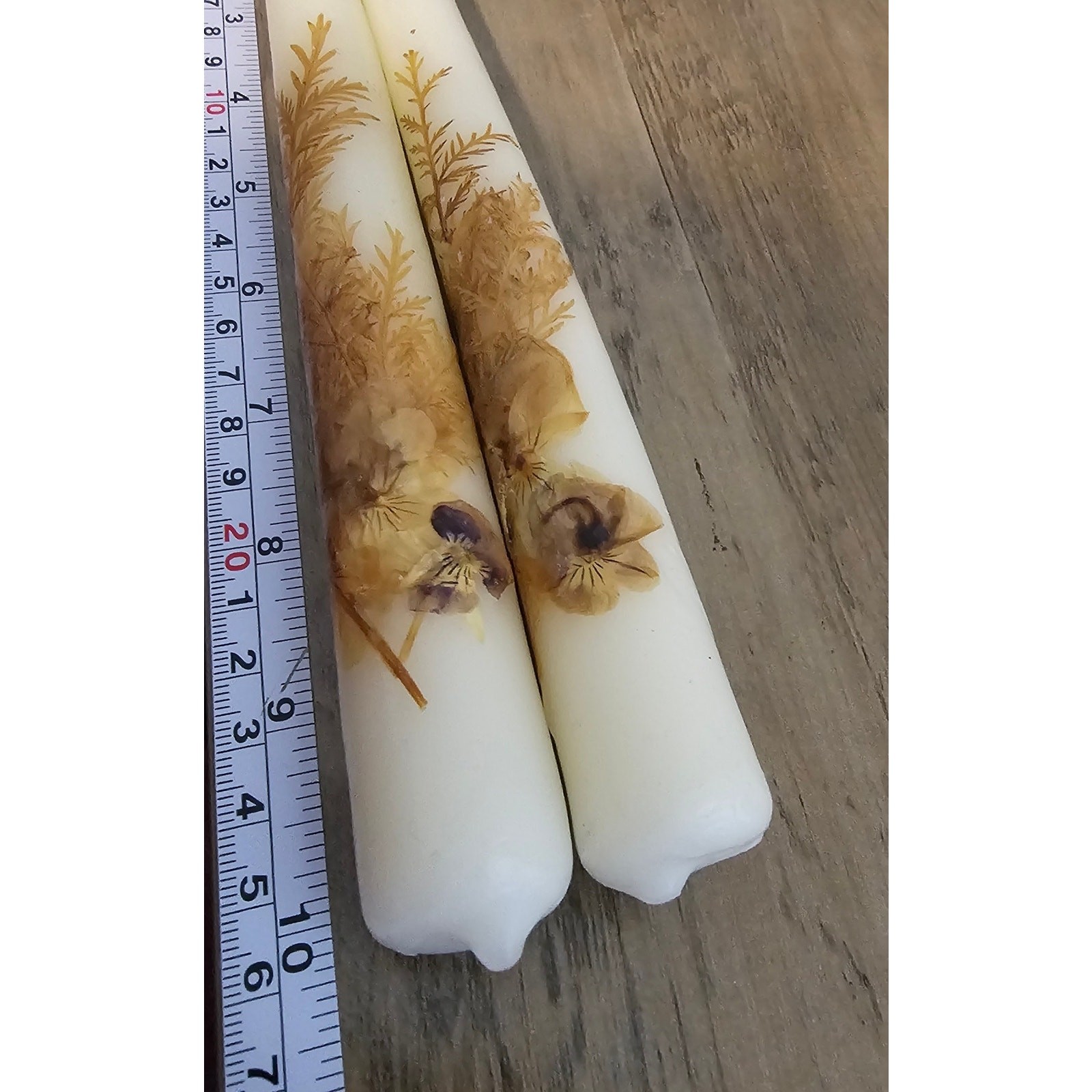 Vintage Homestead Gardens Alaska Pressed Flower Botanical Wax Taper Candles Set