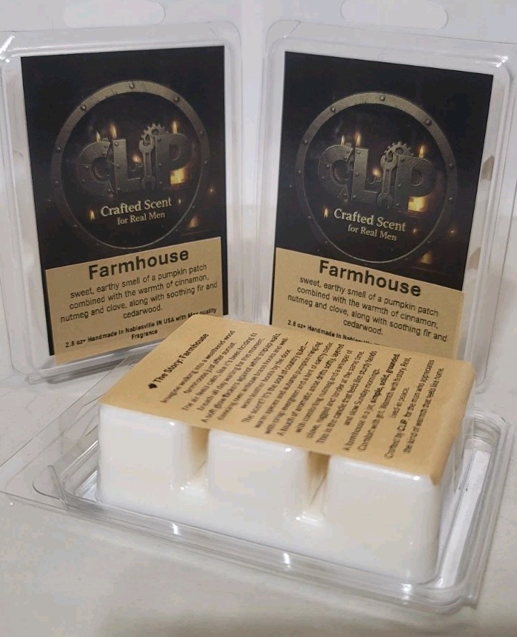 CLiP CANDLES – Crafted Scent For Real Men-Handcrafted Soy Wax Melts FARMHOUSE