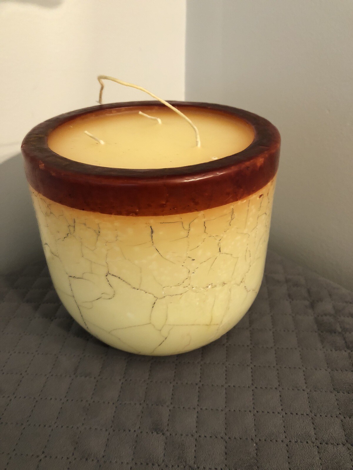Goblet Marble Big Candle 3 Wick 6” X 6” Decor 5 Lbs B Not Burned Thailand B2