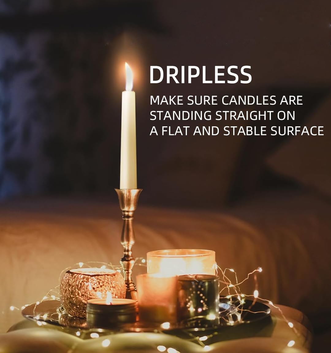 12-Pack Taper Candles (10-Inch) – Dripless & Smokeless Long Burning (8 Hours)…