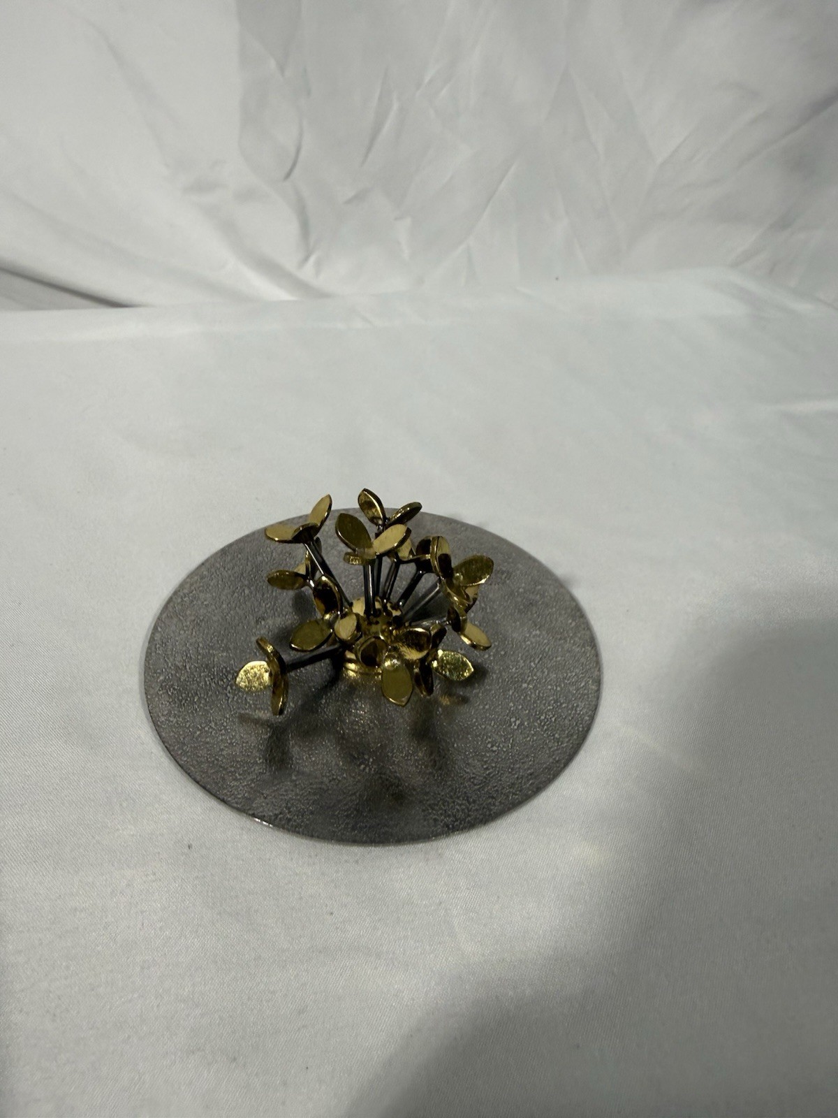 MICHAEL ARAM Gold Candle Replacement Lid, Art Sculpture Signed Flower