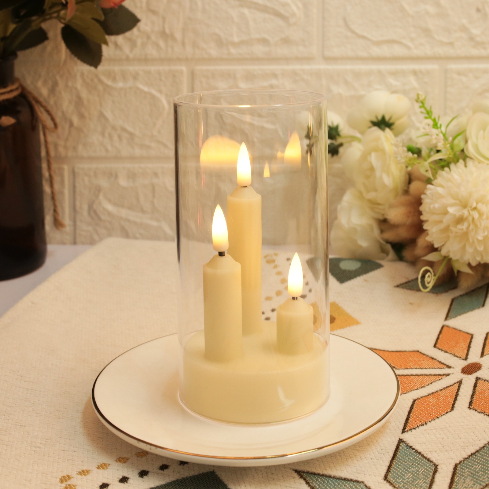 3-in-1 Flameless Flickering LED Taper Candles Battery Operated Wedding Party US
