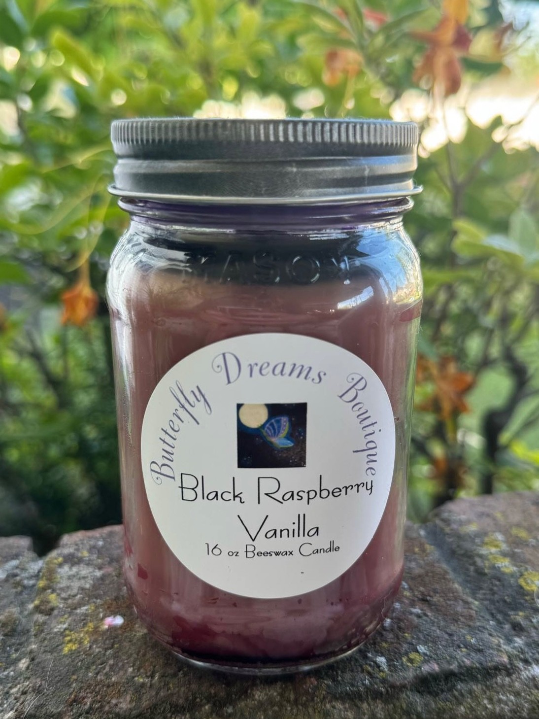 Homemade Comforting Fall Fruit Scented 16 oz Mason jar organic beeswax Candle