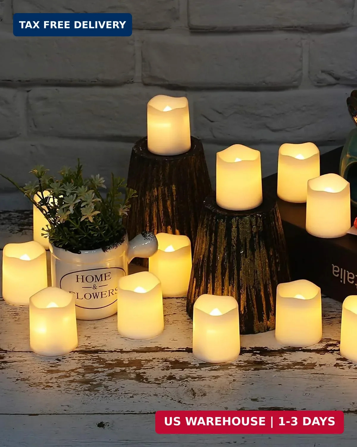 SHYMERY Flameless Votive Candles,Flameless Flickering Electric Fake Candle,24 Pa