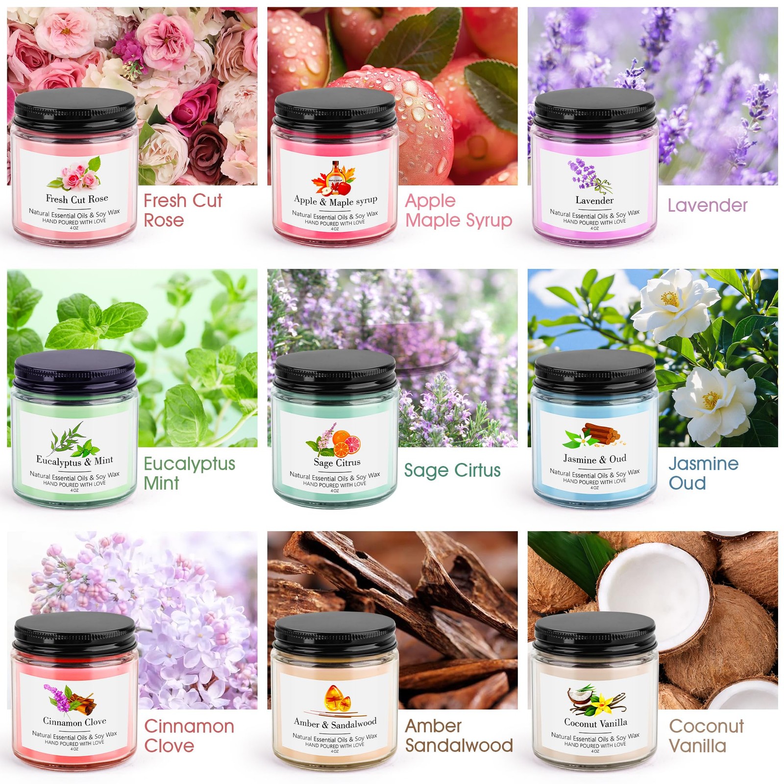 9 Pack Candles Gift for Women Aromatherapy Candles for Home Scented 36 oz 300…