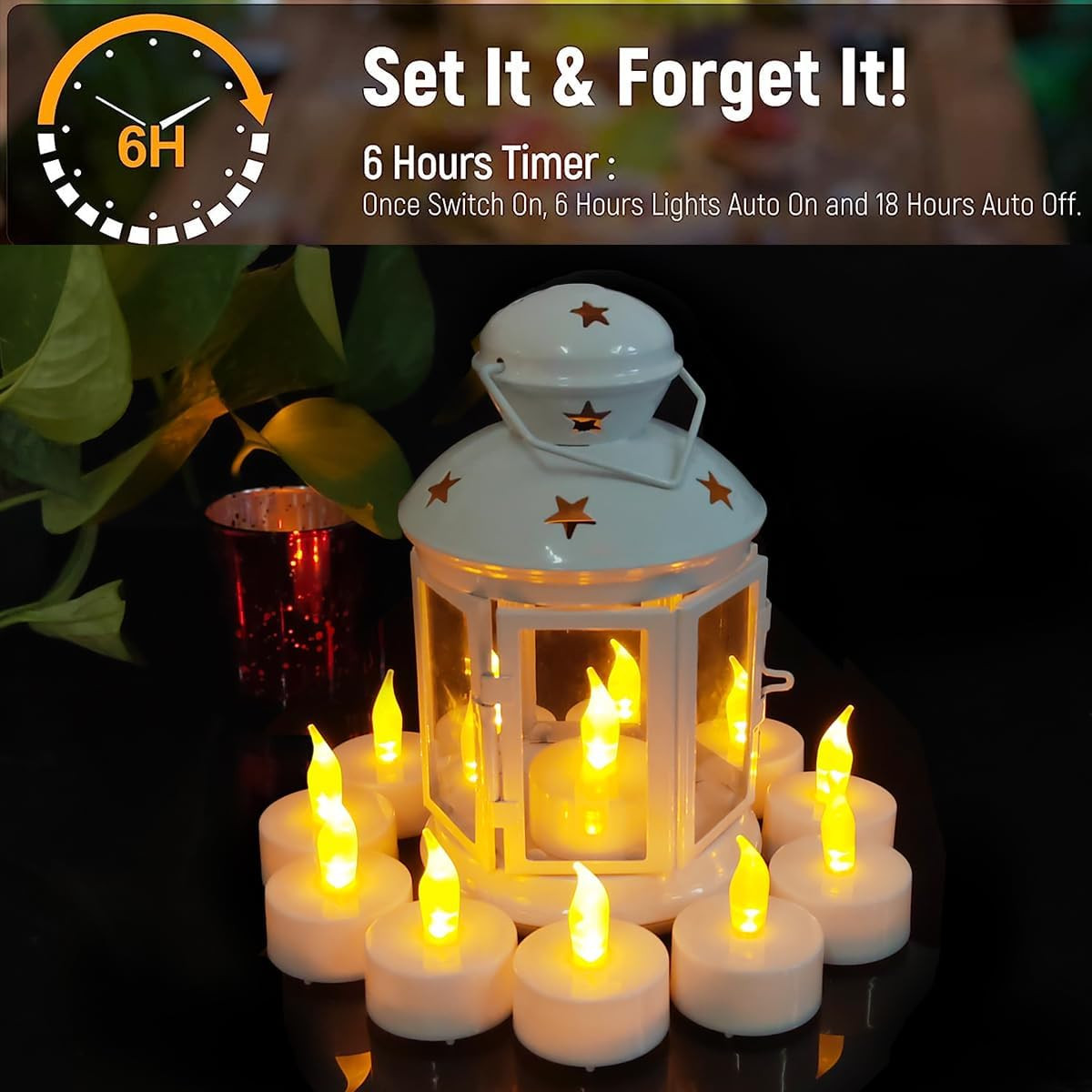 Led Tea Lights with Timer 6 Hours on and 18 Hours off in 24 Hours Cycle