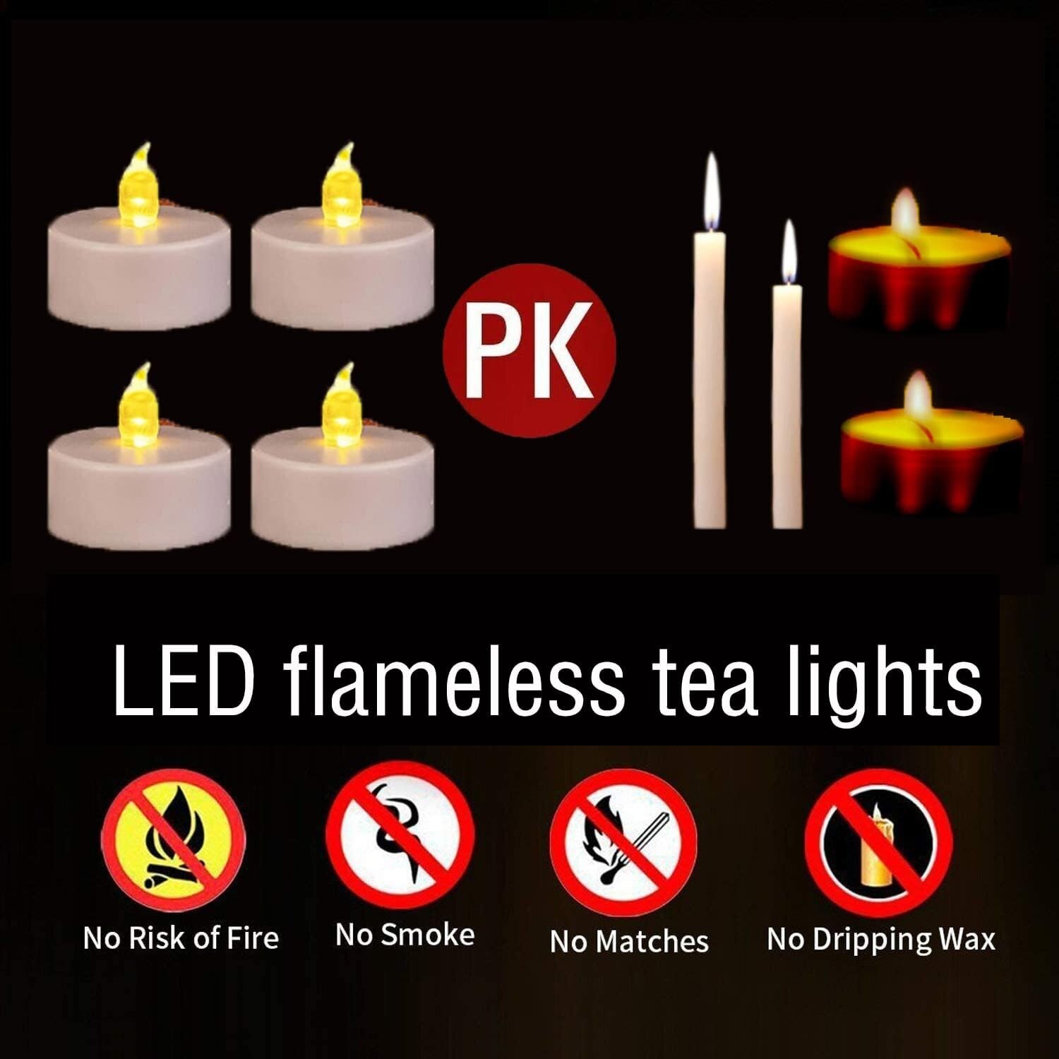 Biyanuo LED Tea Lights, 100 Count LED Candles CR2032 Battery Operated Candles …