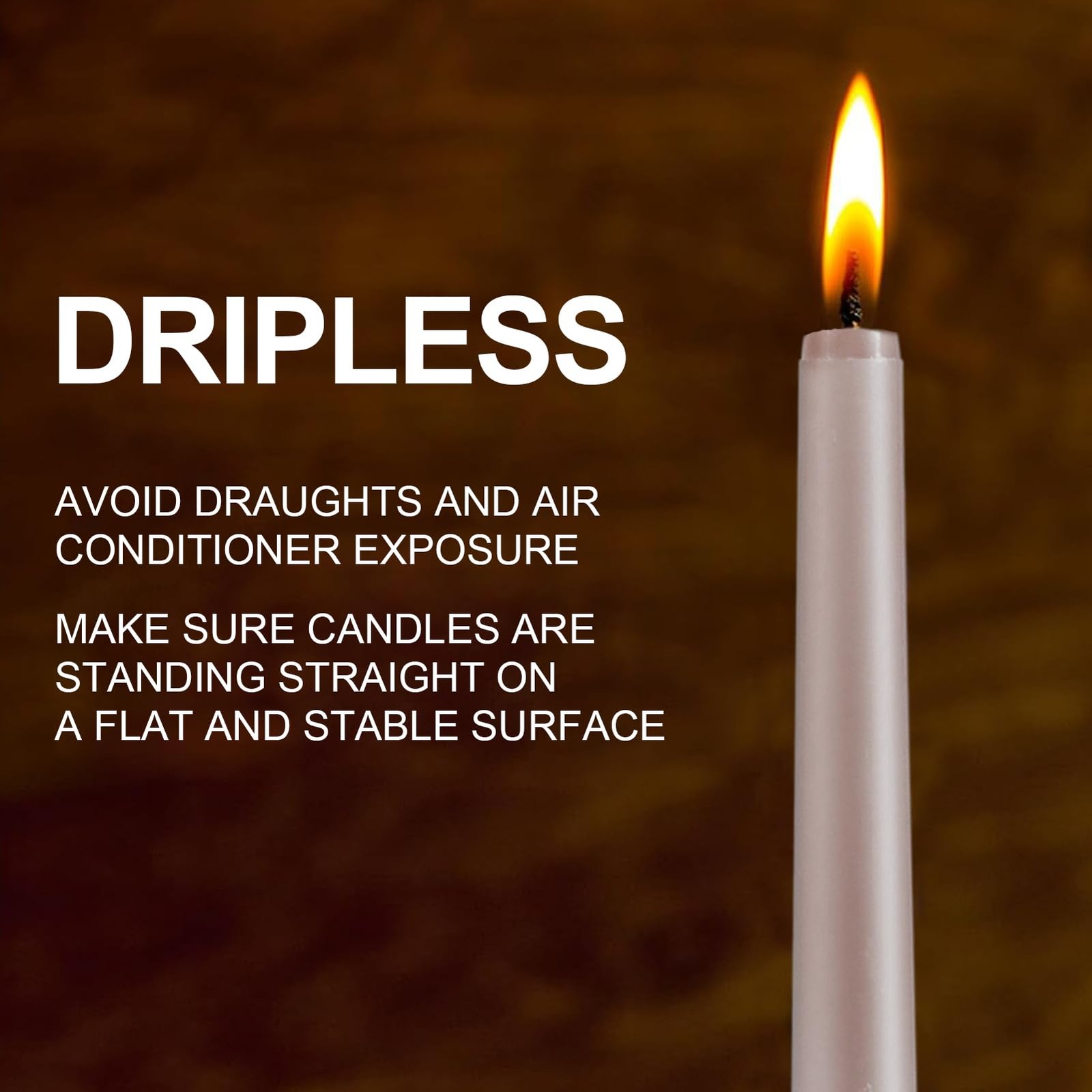6 PCS 12 Inch Unscented Dripless Taper Candlesticks 8 Hour Long Burning
