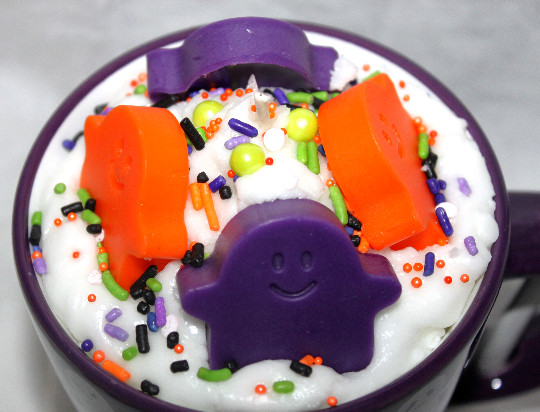 BIRTHDAY CAKE Scented Halloween Ghost “Ghouls Night Out” Mug with Spoon Candle