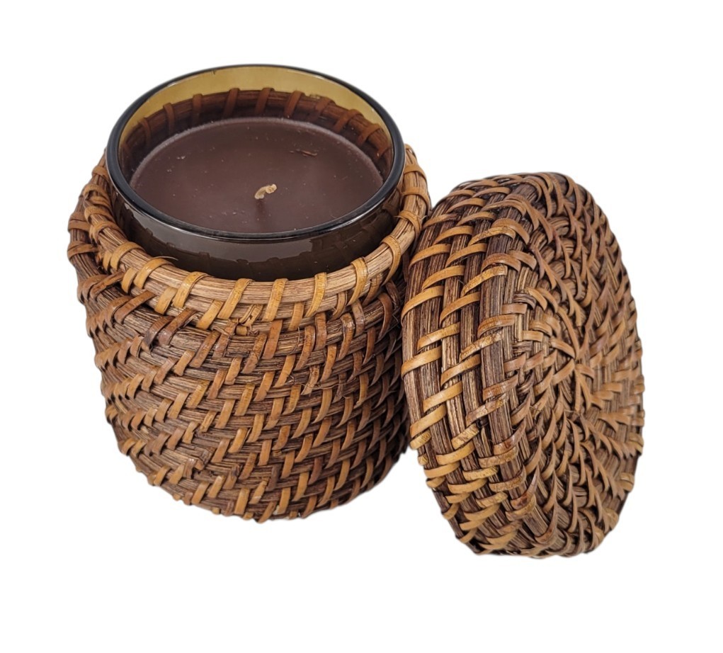 Pier 1 Imports Arabica Bean Brown Single Wick 6.7 oz Candle In Wicker Container