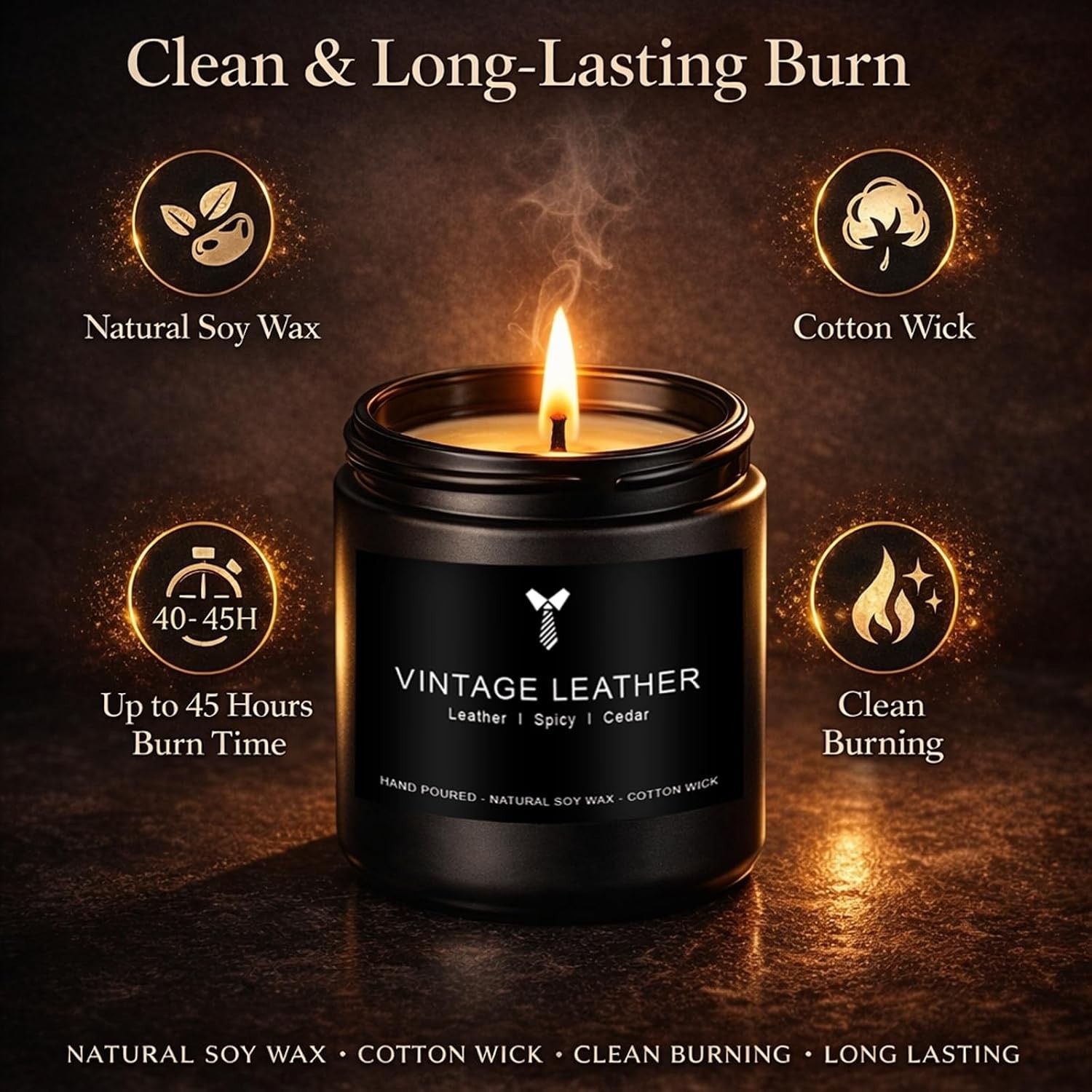 Candles for Men Gift Set, 4 Pack Masculine Scented Soy Candles for Men, Leath…