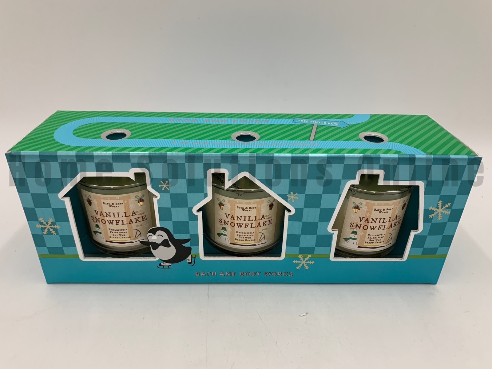 Bath & Body Works Vanilla Snowflake Single Wick Candle Gift 4 Oz Set of 3 #3069