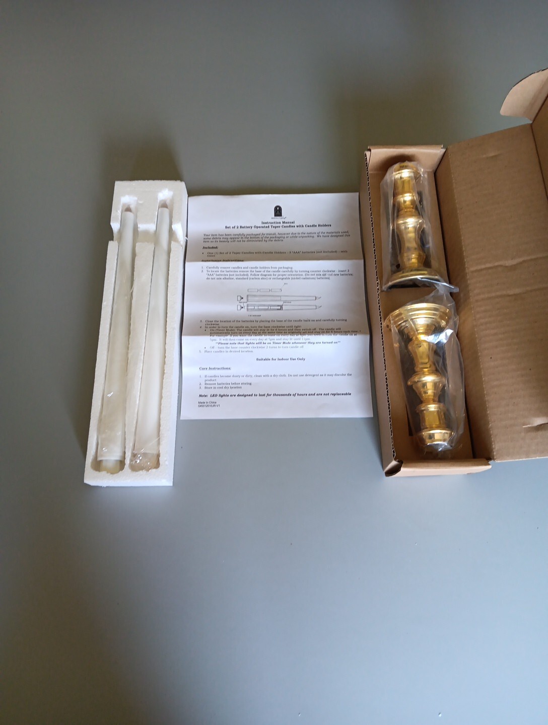 New Bethlehem Lights Set of 2 Premium Cordless Window Candles-Polished Brass