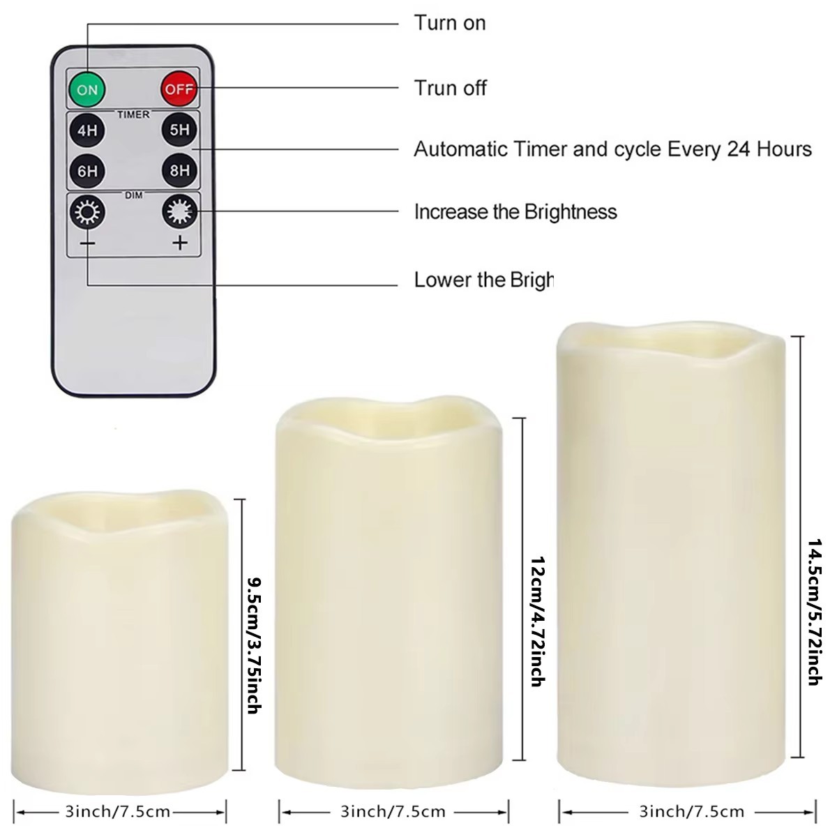 LED Flameless Candles Wax Pillar Battery Operated Candle Remote Control Timer