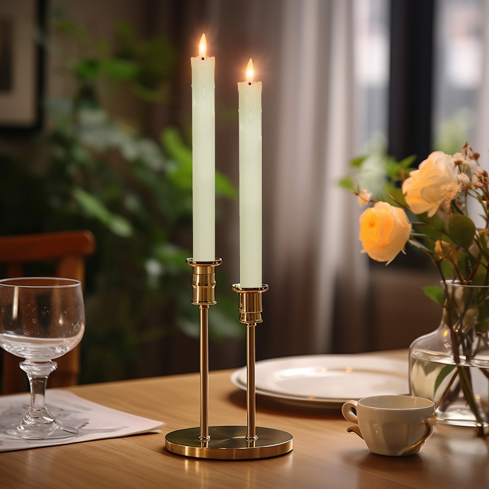 6pcs Flameless Flickering Electric LED Taper Candles Lights with Timer Remote
