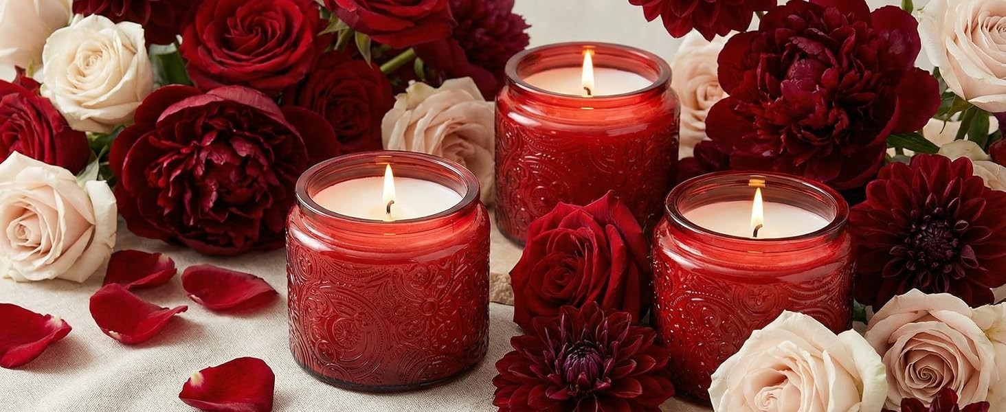 10OZ, 9 Pack Embossed Candle Jars for Making Candles, Empty Glass Containers