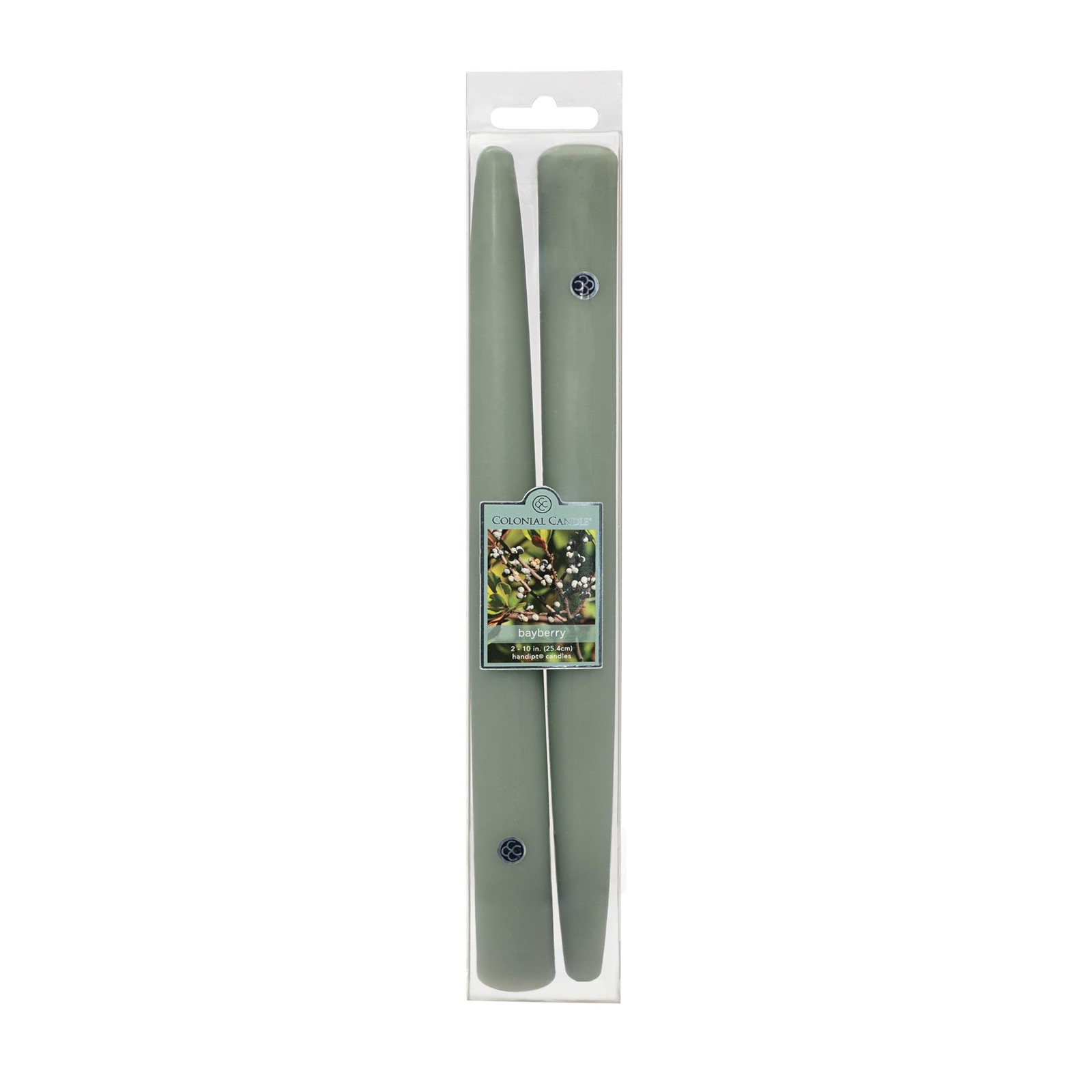 Bayberry Scented Taper Candle Virtually Dripless Premium Wax with Cotton Wick