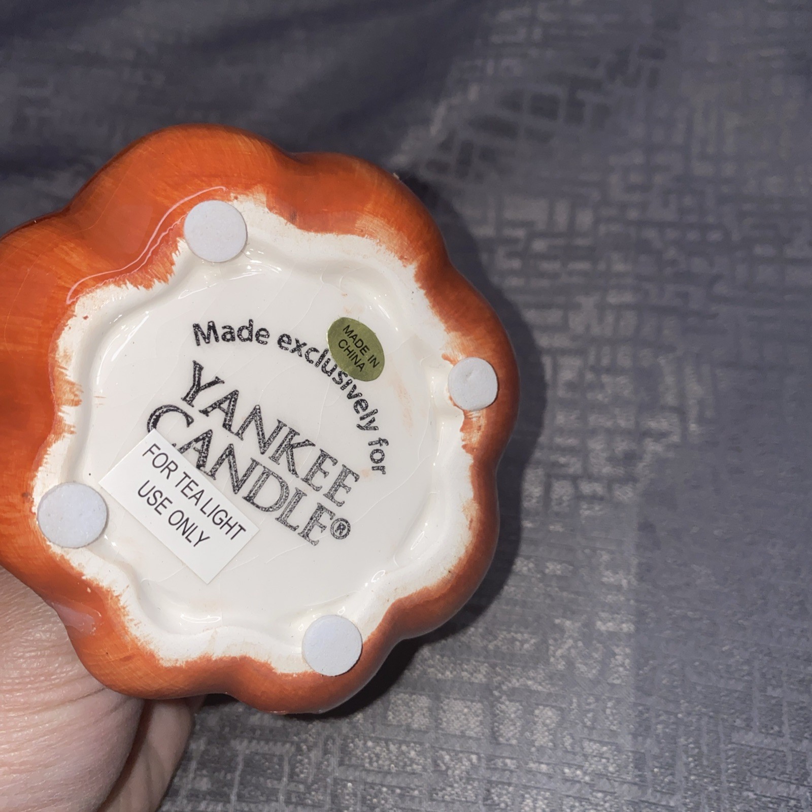 Yankee Candle HAPPY HARVEST PUMPKIN TEALIGHT HOLDER Fall Autumn Halloween EUC